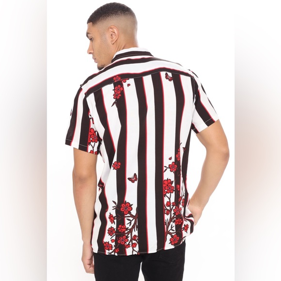 Mens cherry blossom short sleeve woven top - Picture 2 of 9